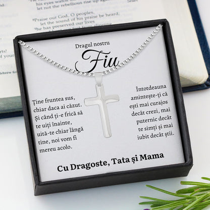 Cadou Fiu - Colier Cruce Fruntea Parinti