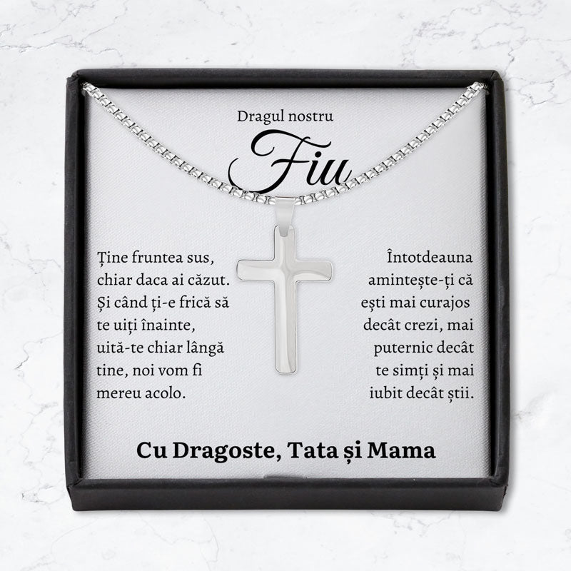 Cadou Fiu - Colier Cruce Fruntea Parinti
