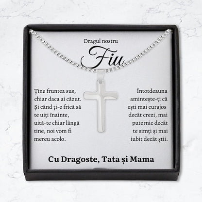 Cadou Fiu - Colier Cruce Fruntea Parinti