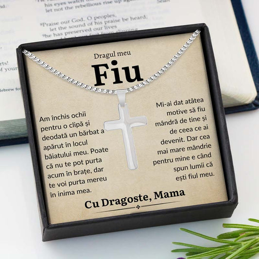 Cadou Fiu - Colier Cruce Mama Barbat