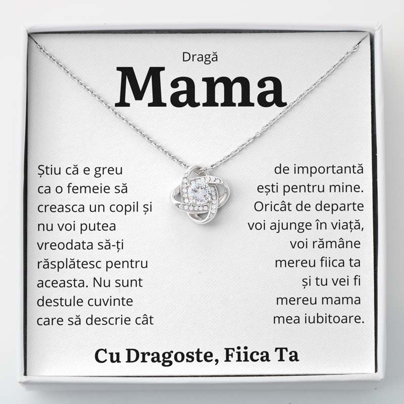 Cadou Mama - Colier Love Knot Fiica "Importanta"