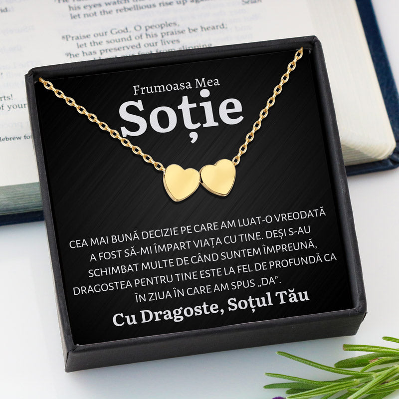 Cadou Sotie - Colier Gold Hearts Decizie