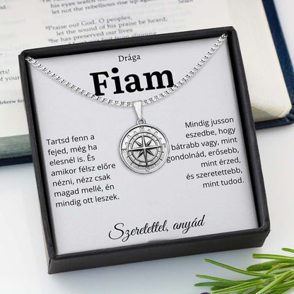 HU-6B Ajándék a Drága Fiamnak – Iránytű Nyaklánc Anyától
