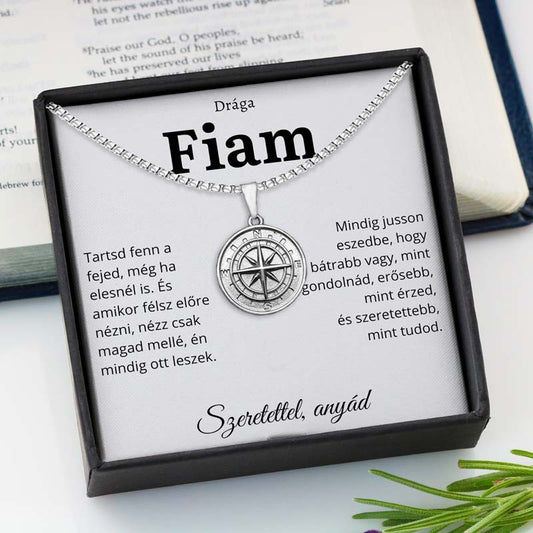 HU-6B Ajándék a Drága Fiamnak – Iránytű Nyaklánc Anyától